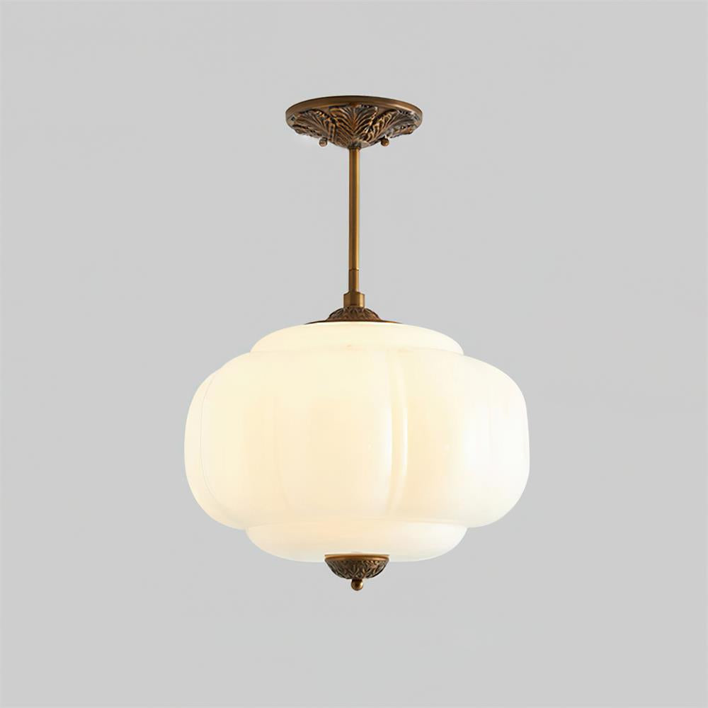 Eldio Green Glass Semi Flush Mount Light - Lamp Copper
