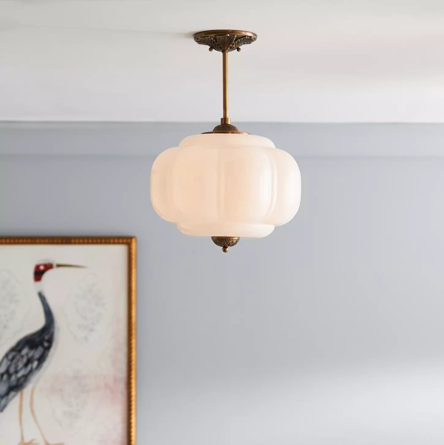 Eldio Green Glass Semi Flush Mount Light - Lamp Copper