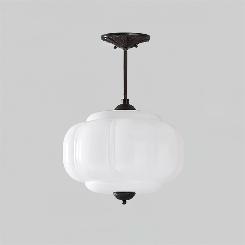 Eldio Green Glass Semi Flush Mount Light - Lamp Copper