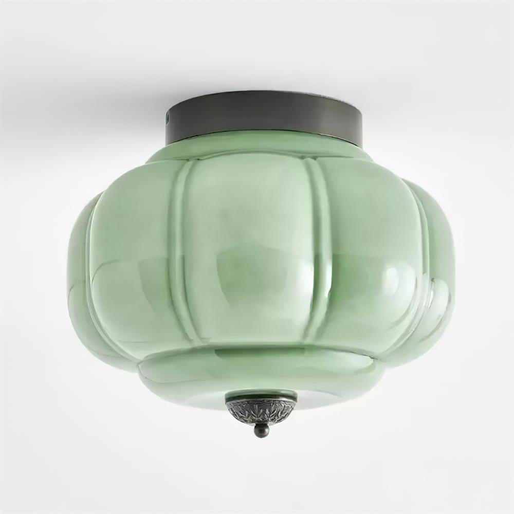 Elyra Green Glass Ceiling Lamp - Lamp Copper