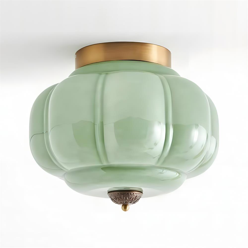 Elyra Green Glass Ceiling Lamp - Lamp Copper