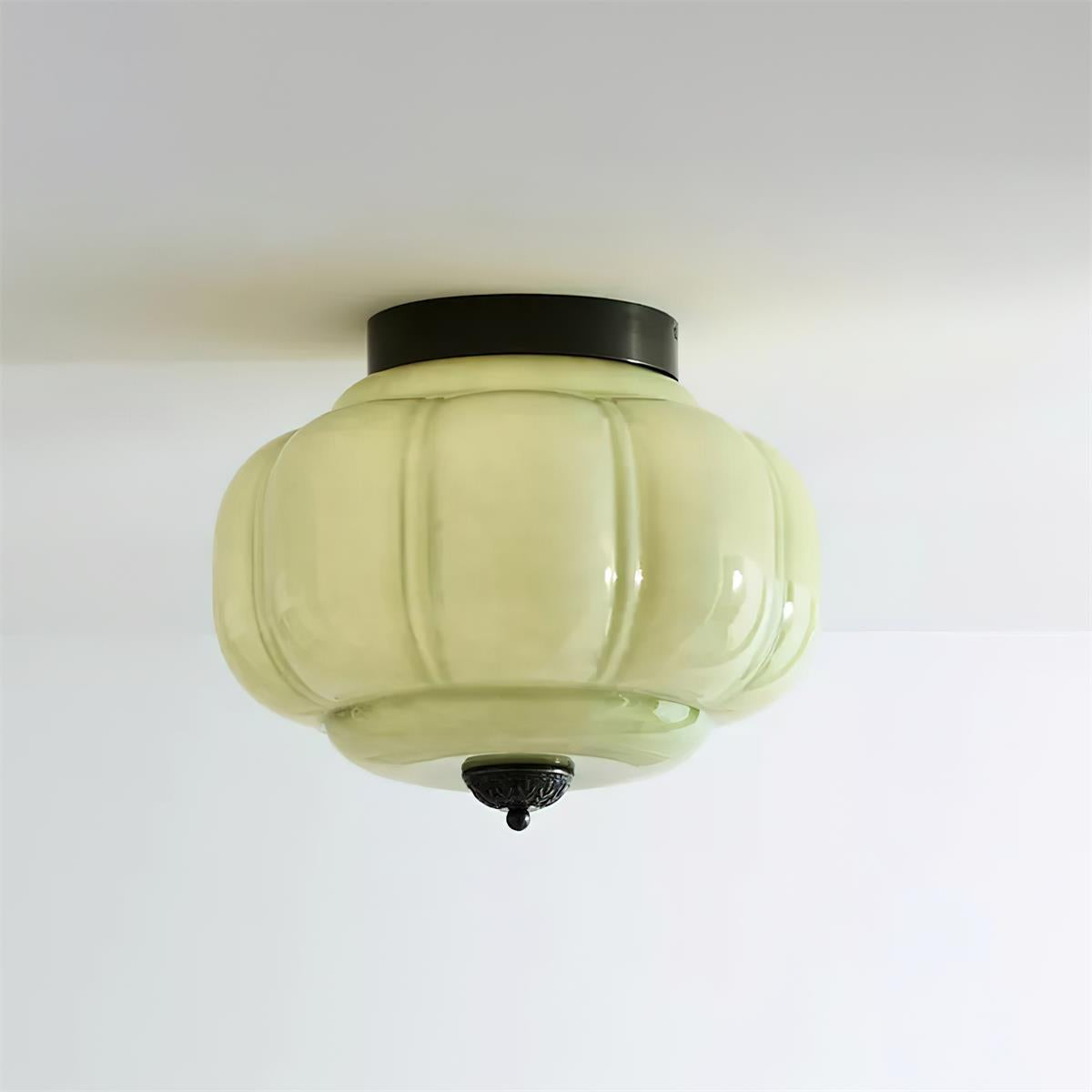 Elyra Green Glass Ceiling Lamp - Lamp Copper