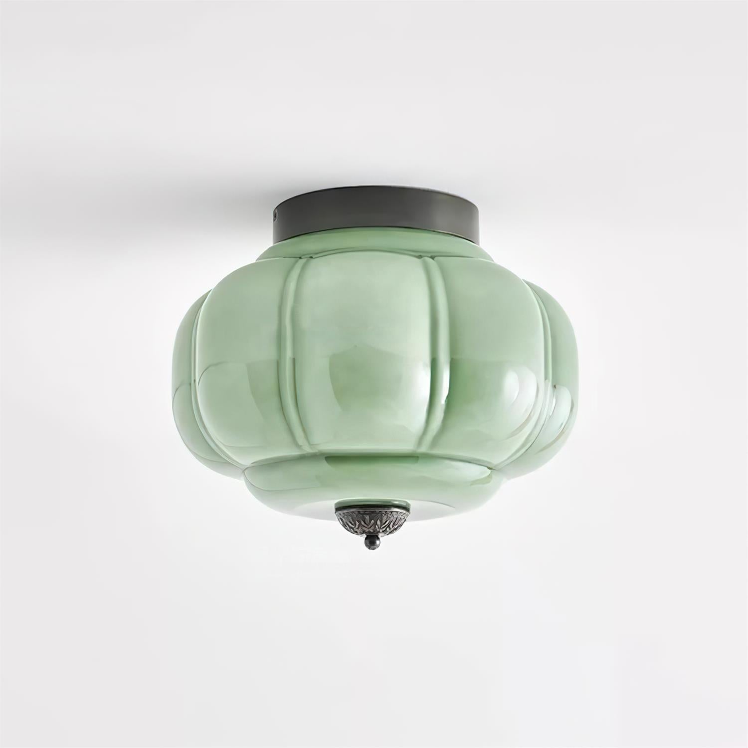 Elyra Green Glass Ceiling Lamp - Lamp Copper