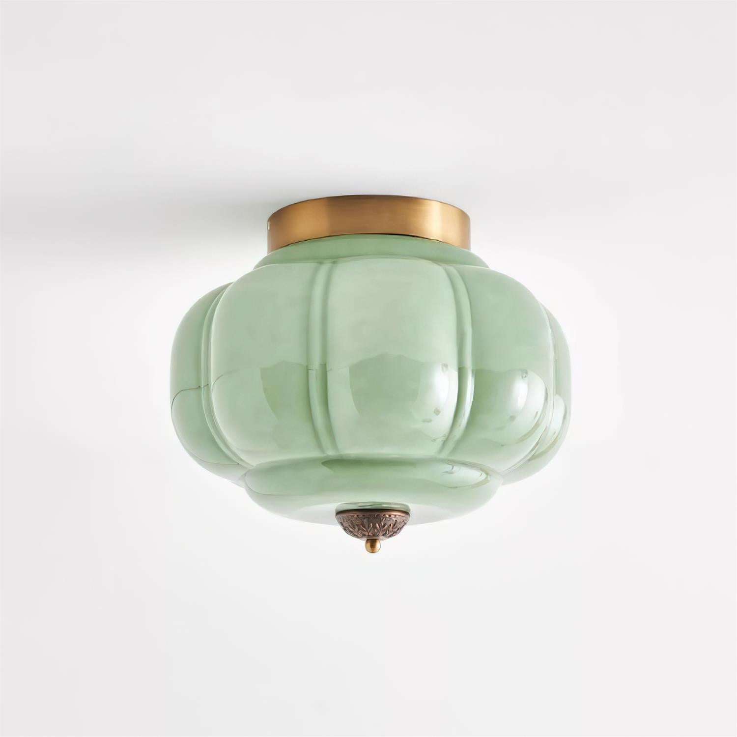 Elyra Green Glass Ceiling Lamp - Lamp Copper