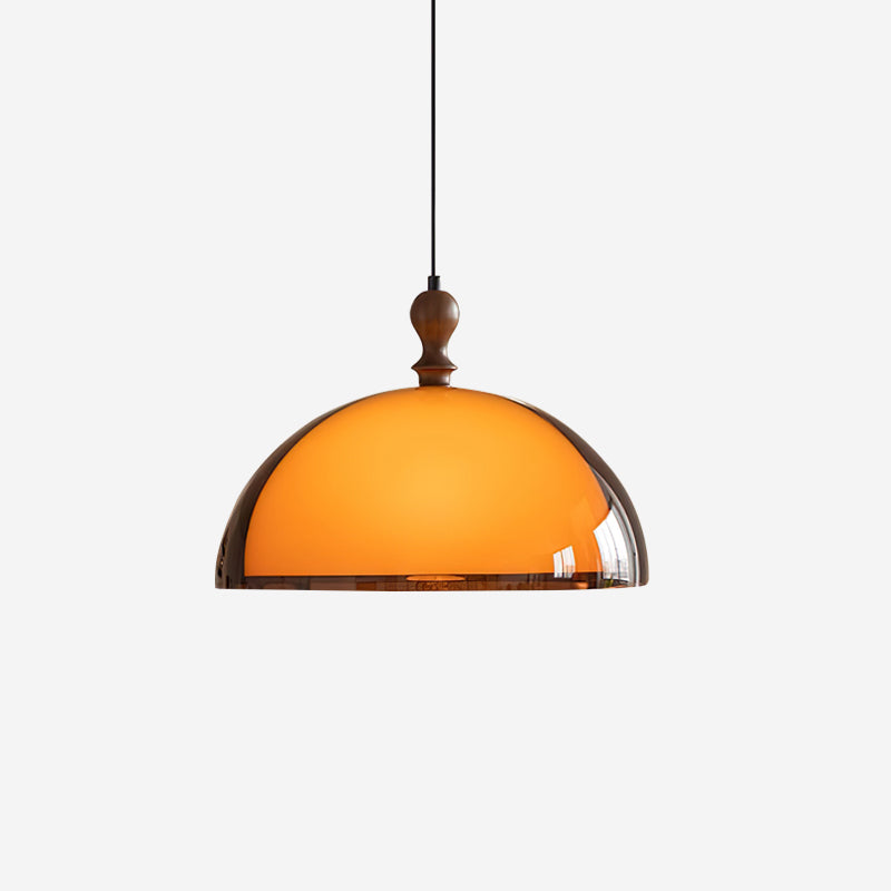 Solven Amber Glass Dome Pendant Light - Lamp Copper