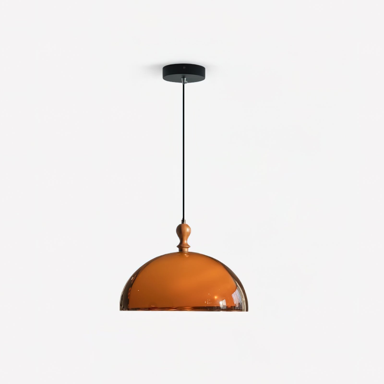 Solven Amber Glass Dome Pendant Light - Lamp Copper