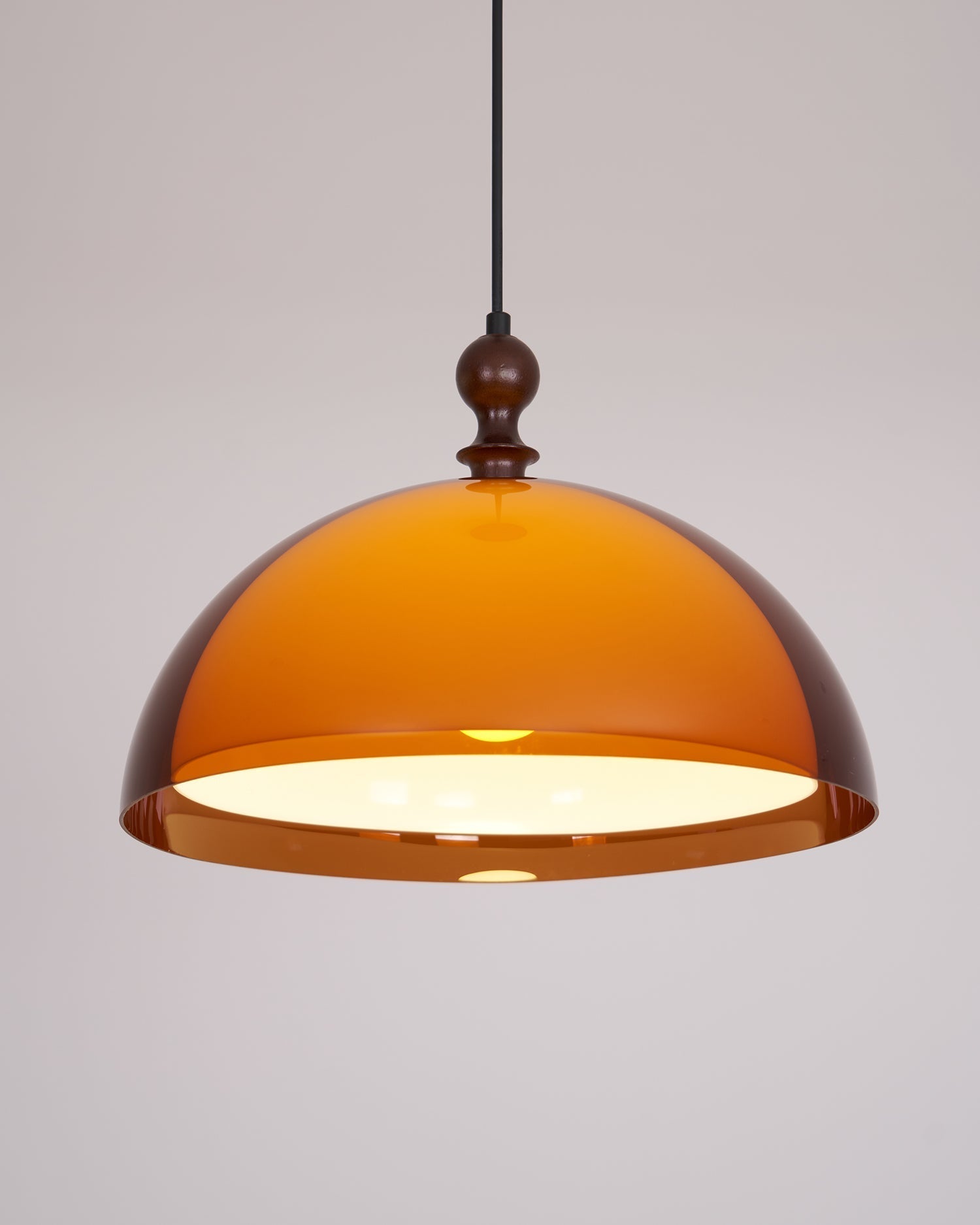 Solven Amber Glass Dome Pendant Light - Lamp Copper