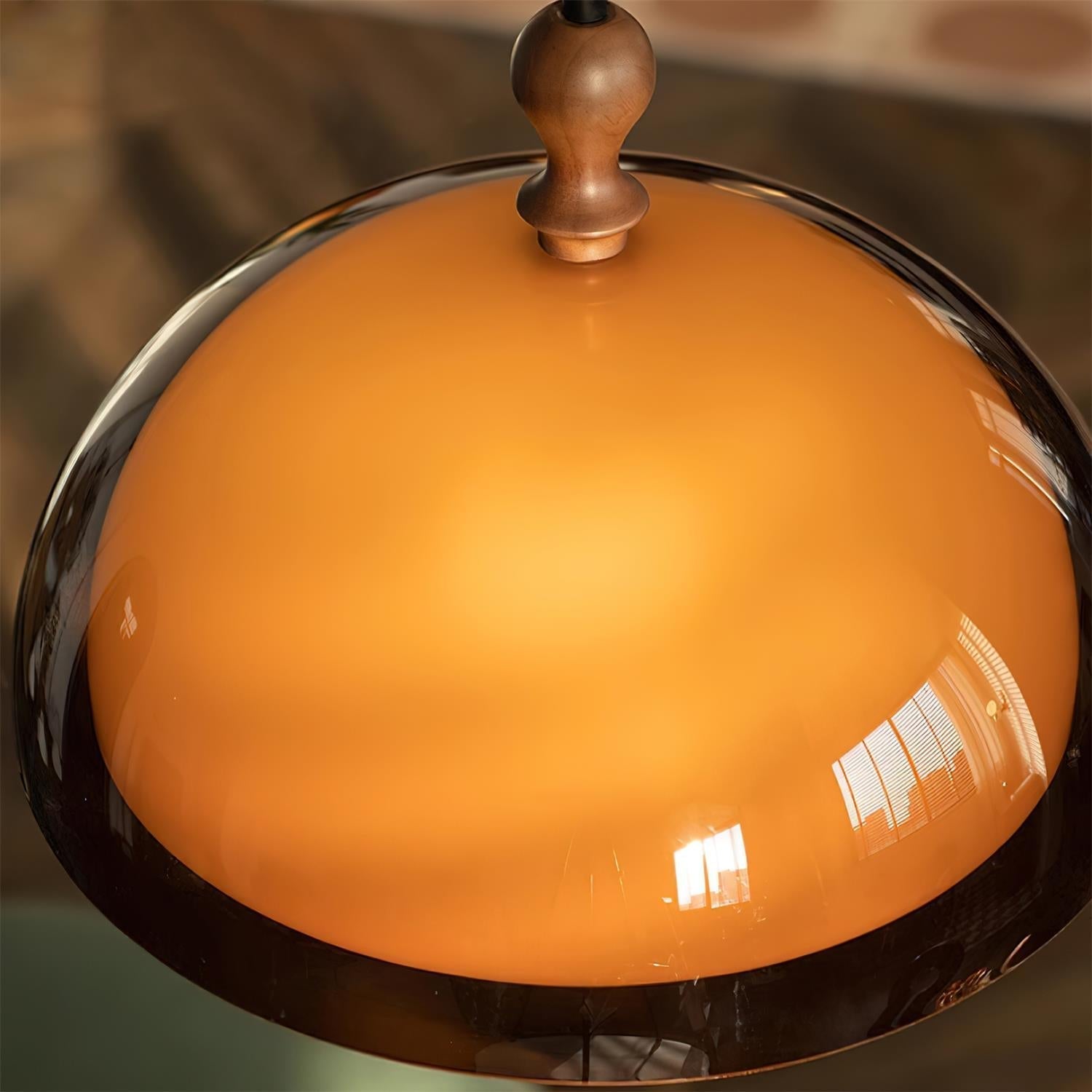Solven Amber Glass Dome Pendant Light - Lamp Copper
