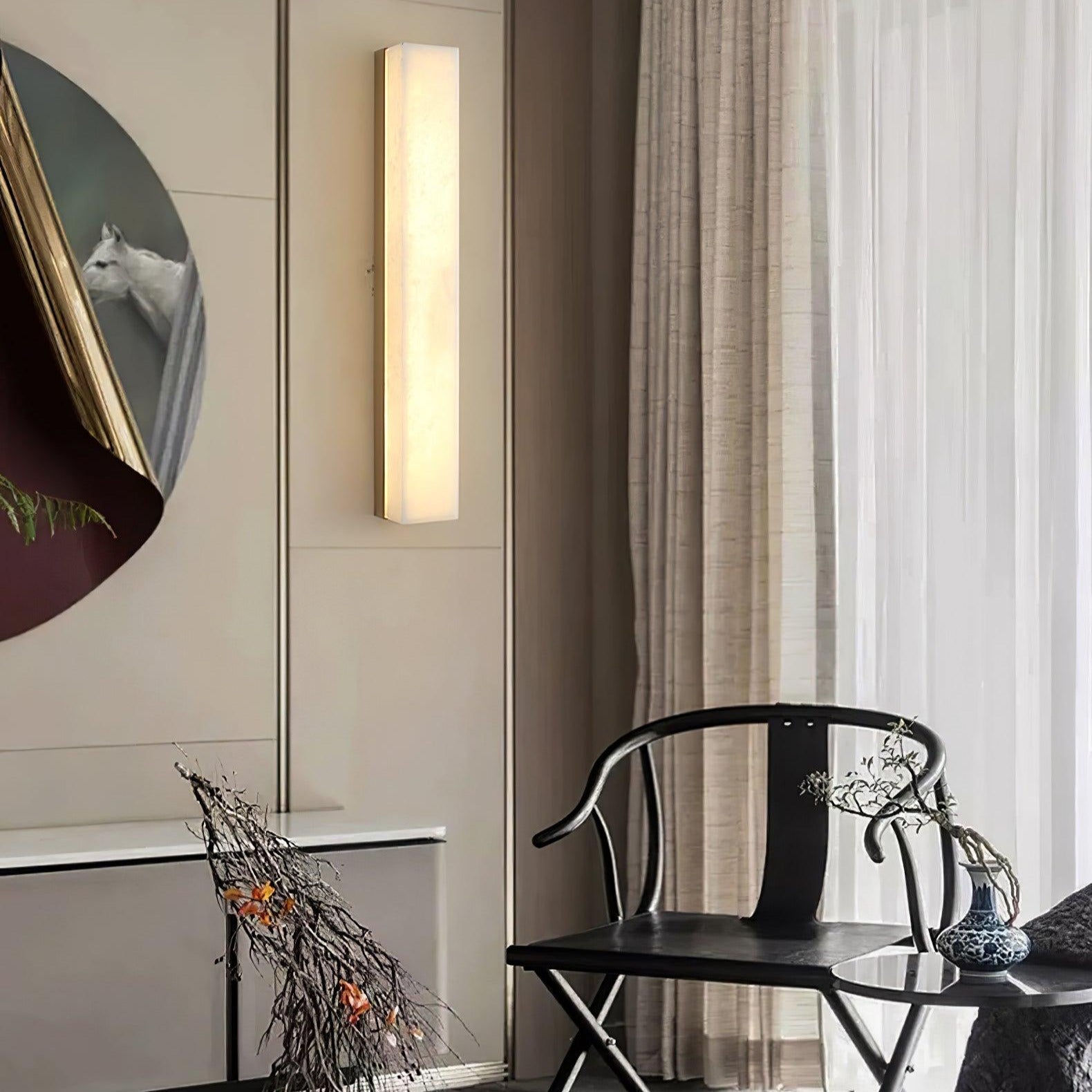 Kristy Linear Brass Alabaster Wall Lamp - Lamp Copper
