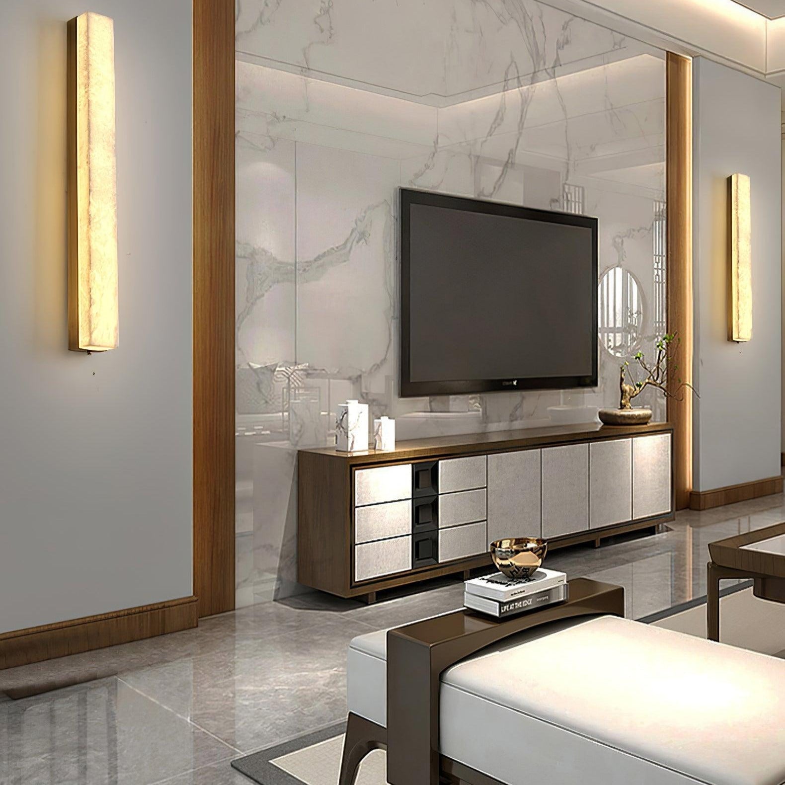 Isen Linear Brass Alabaster Wall Lamp - Lamp Copper
