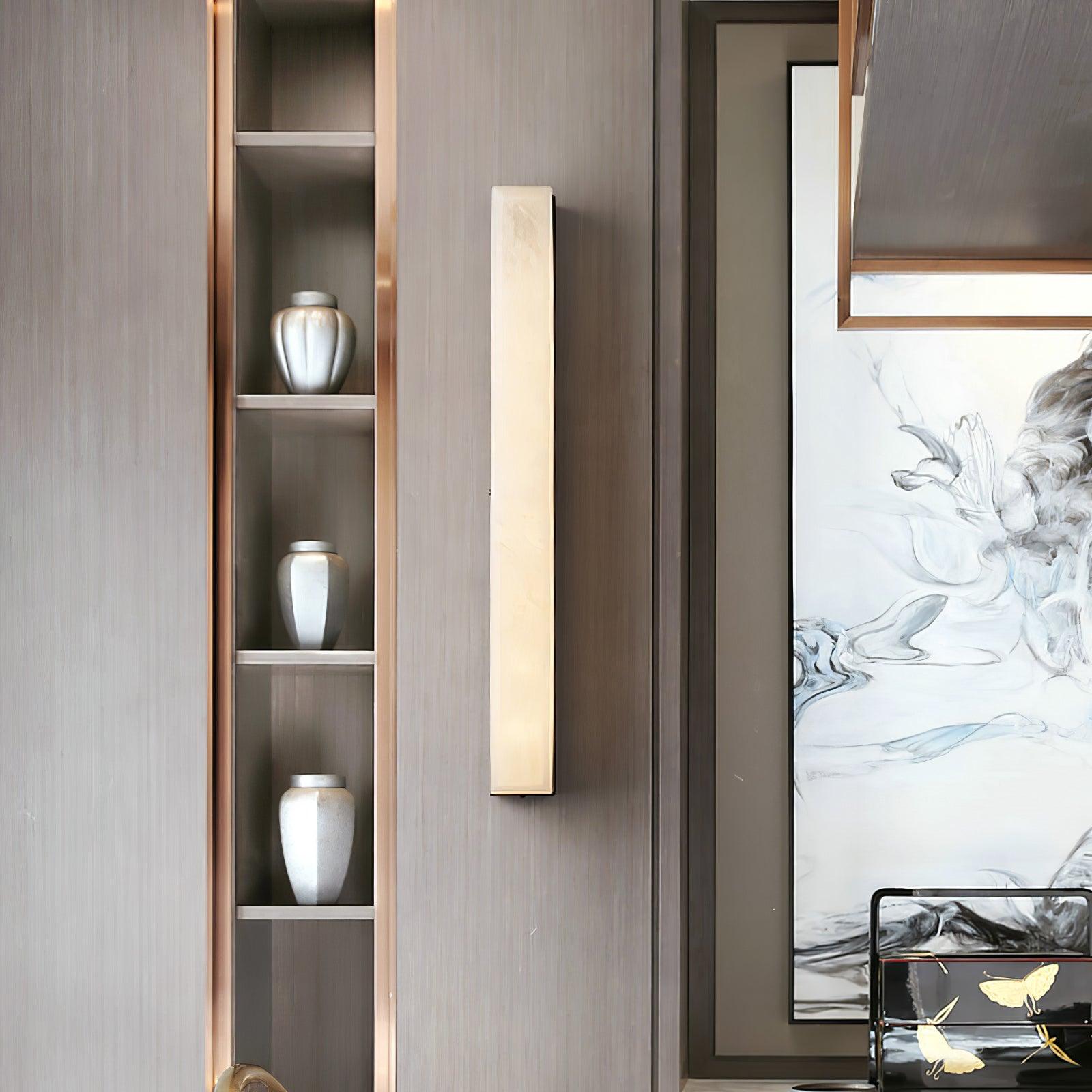 Kristy Linear Brass Alabaster Wall Lamp - Lamp Copper