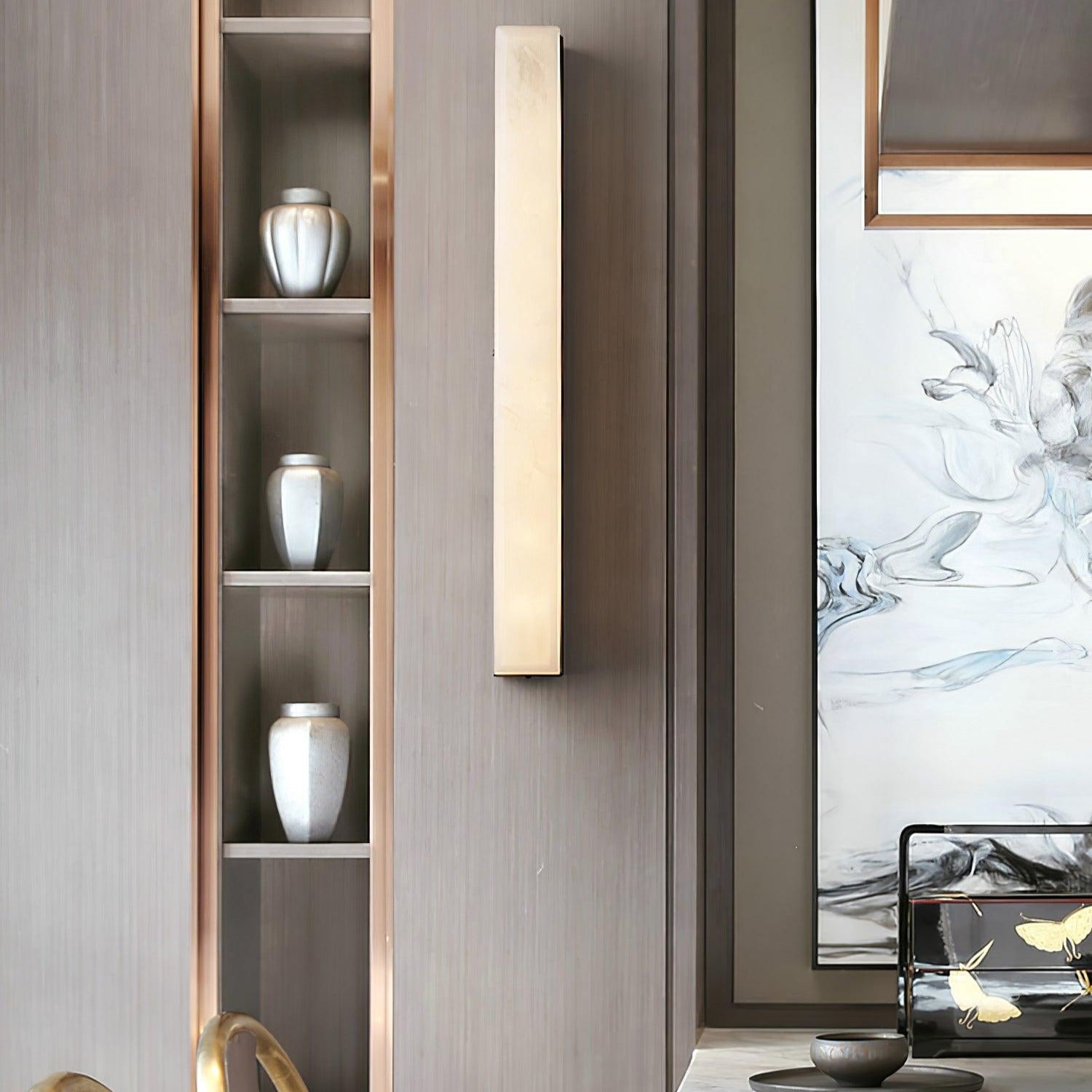 Isen Linear Brass Alabaster Wall Lamp - Lamp Copper