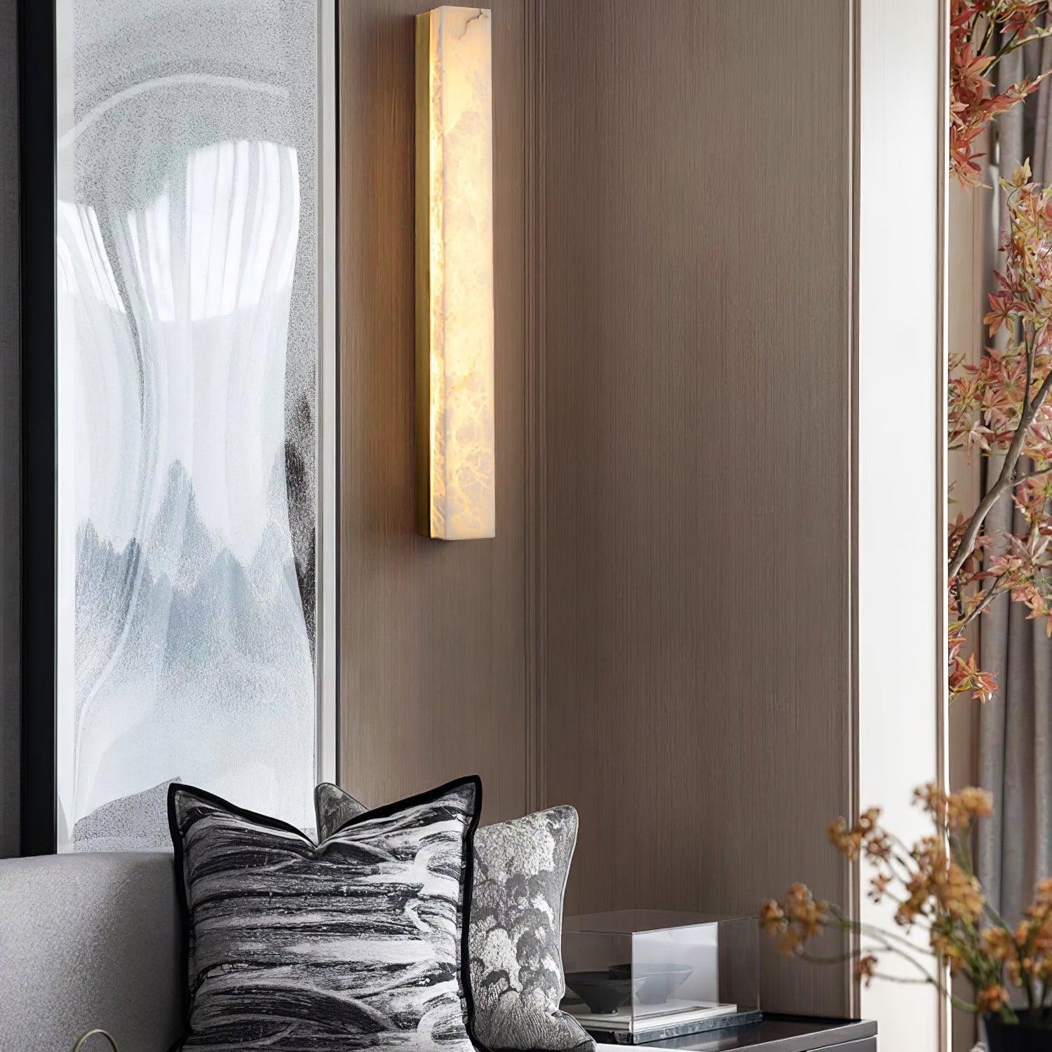 Isen Linear Brass Alabaster Wall Lamp - Lamp Copper