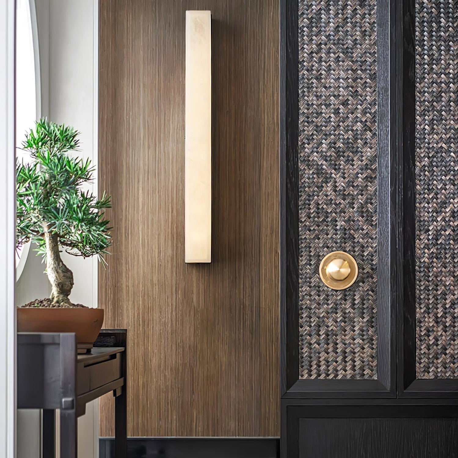 Kristy Linear Brass Alabaster Wall Lamp - Lamp Copper