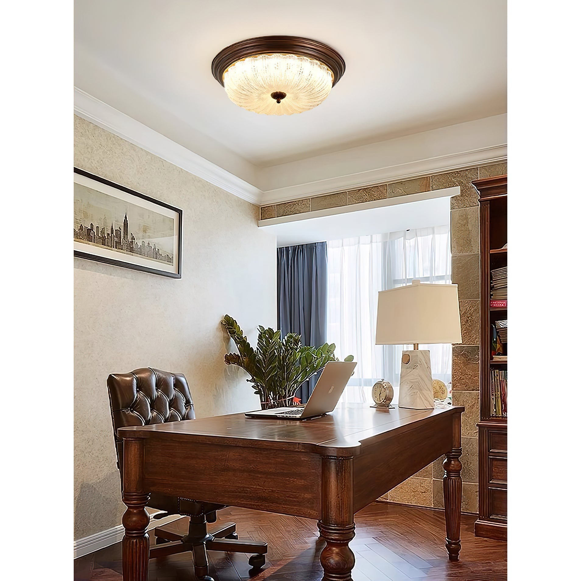 Arraeion Modern Minimalist Metal Glass Ceiling Lamp - Lamp Copper