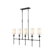 Verinyra Vintage Industrial Linear Brass Fabric Chandelier - Lamp Copper