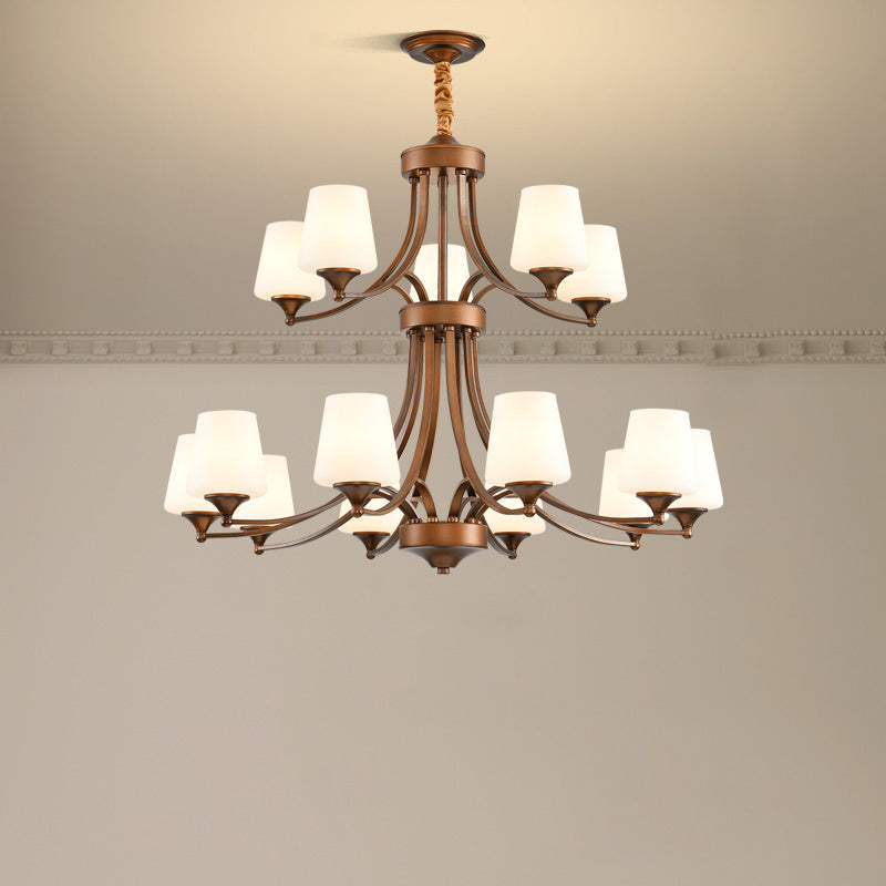 Ulrinara Postmodern Luxury Brass Glass Chandelier - Lamp Copper