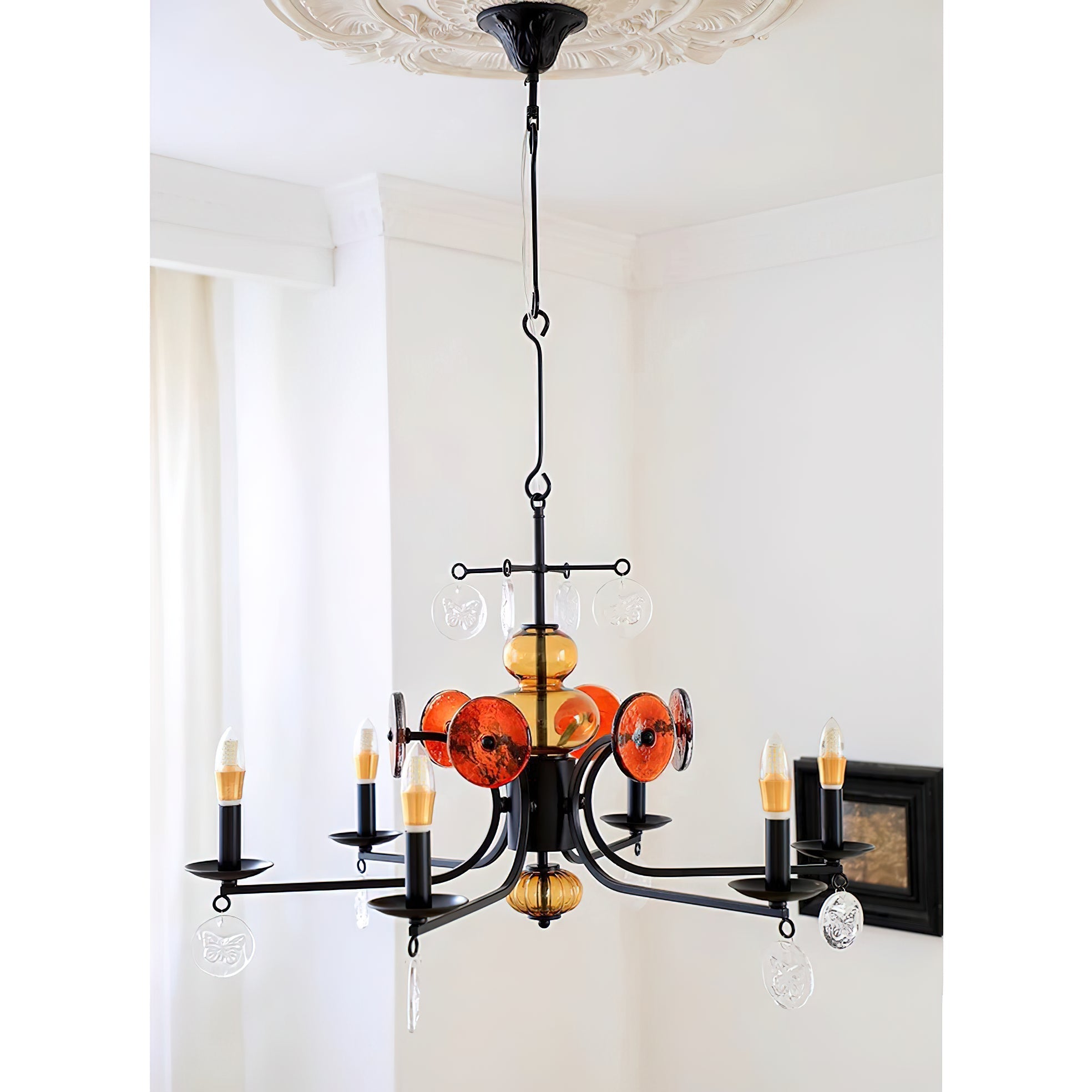 Anorion Vintage Industrial Luxury Metal Glass Chandelier - Lamp Copper