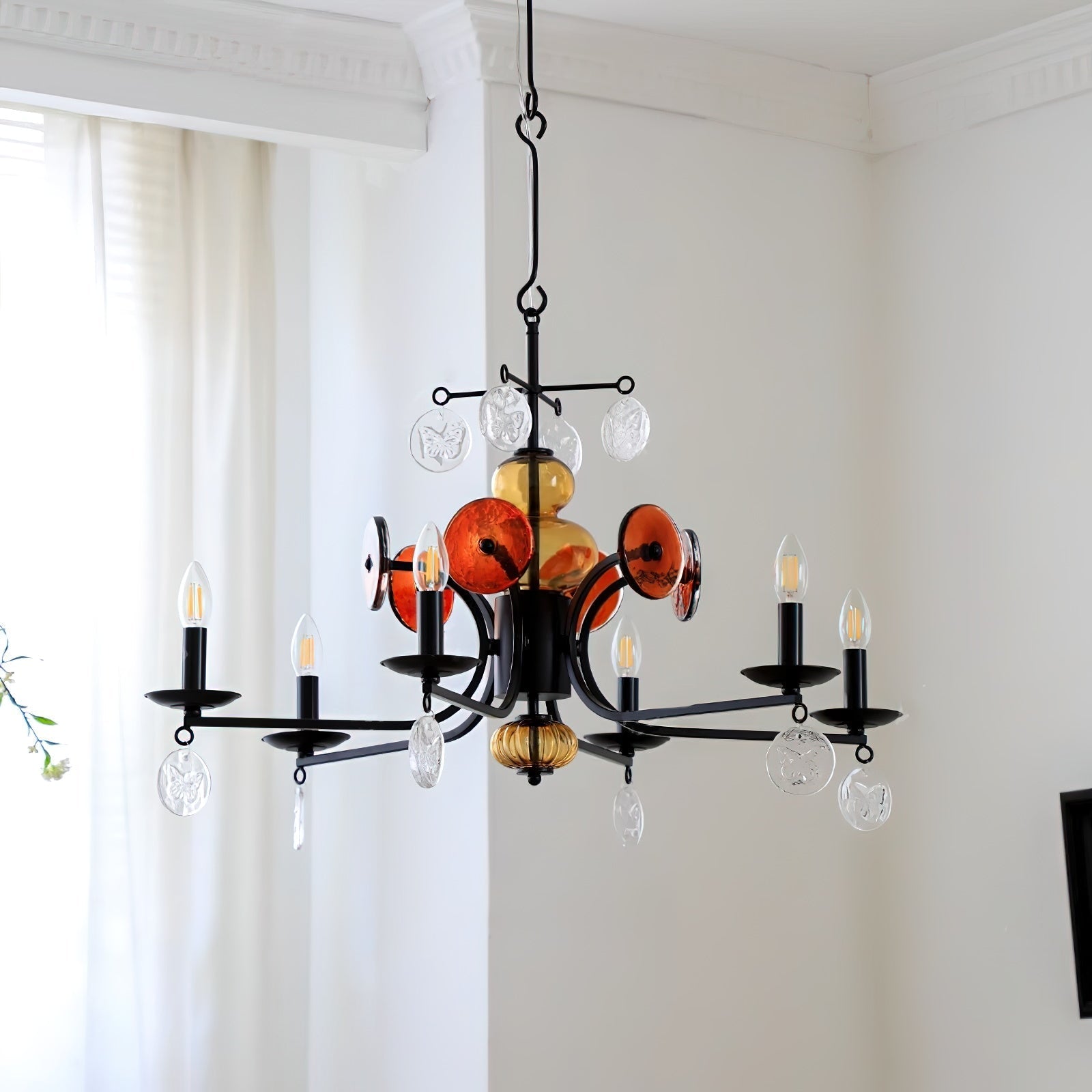 Anorion Vintage Industrial Luxury Metal Glass Chandelier - Lamp Copper