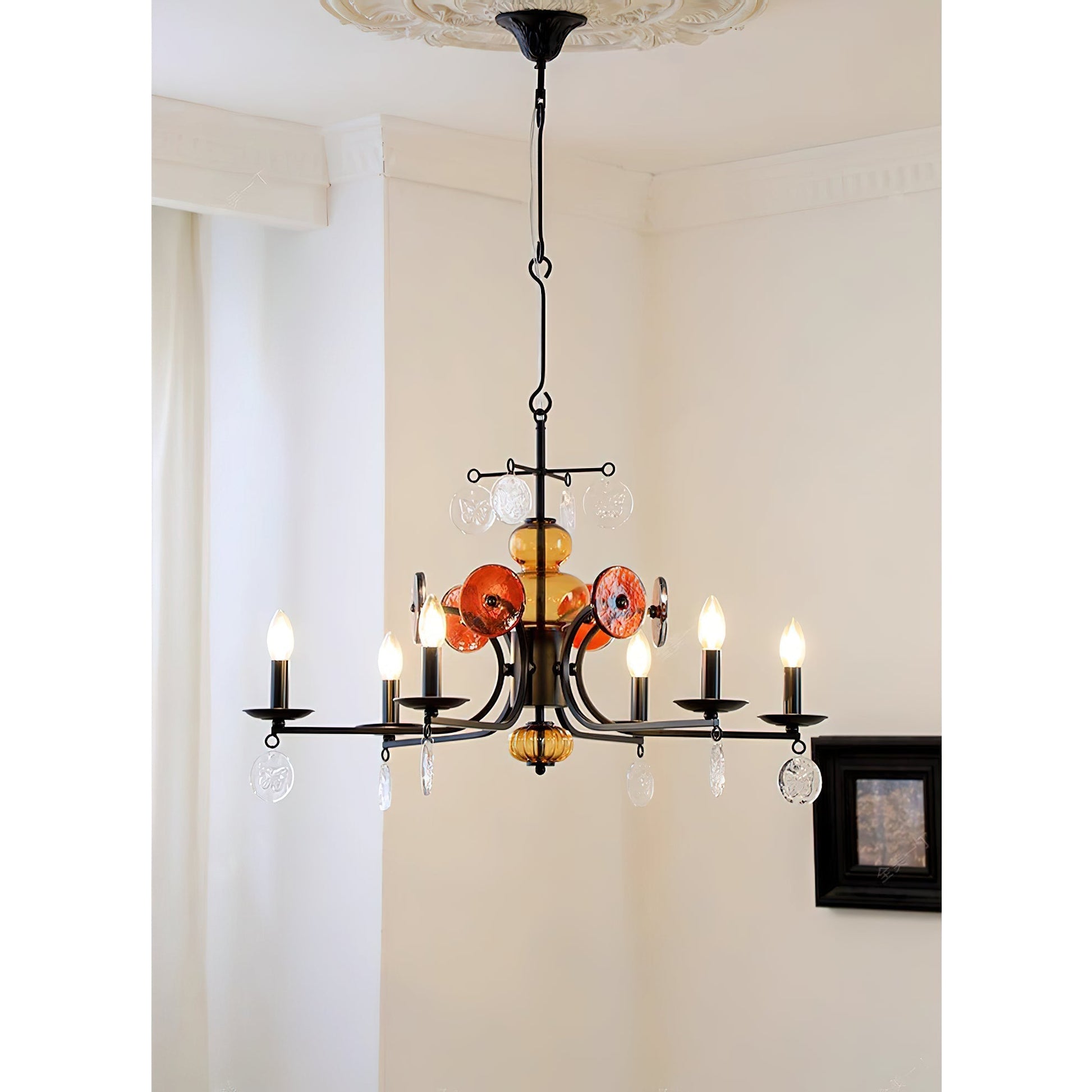Anorion Vintage Industrial Luxury Metal Glass Chandelier - Lamp Copper