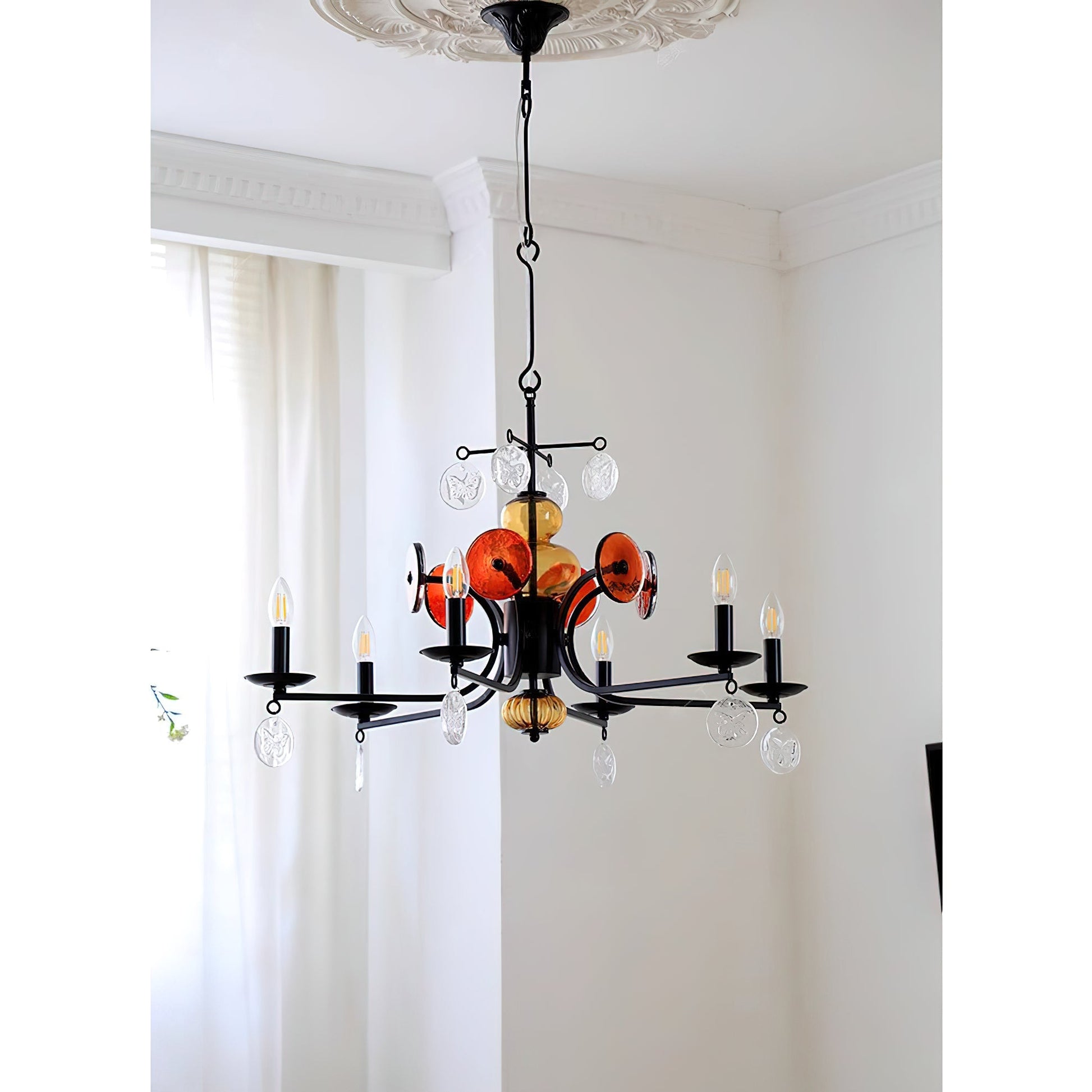 Anorion Vintage Industrial Luxury Metal Glass Chandelier - Lamp Copper