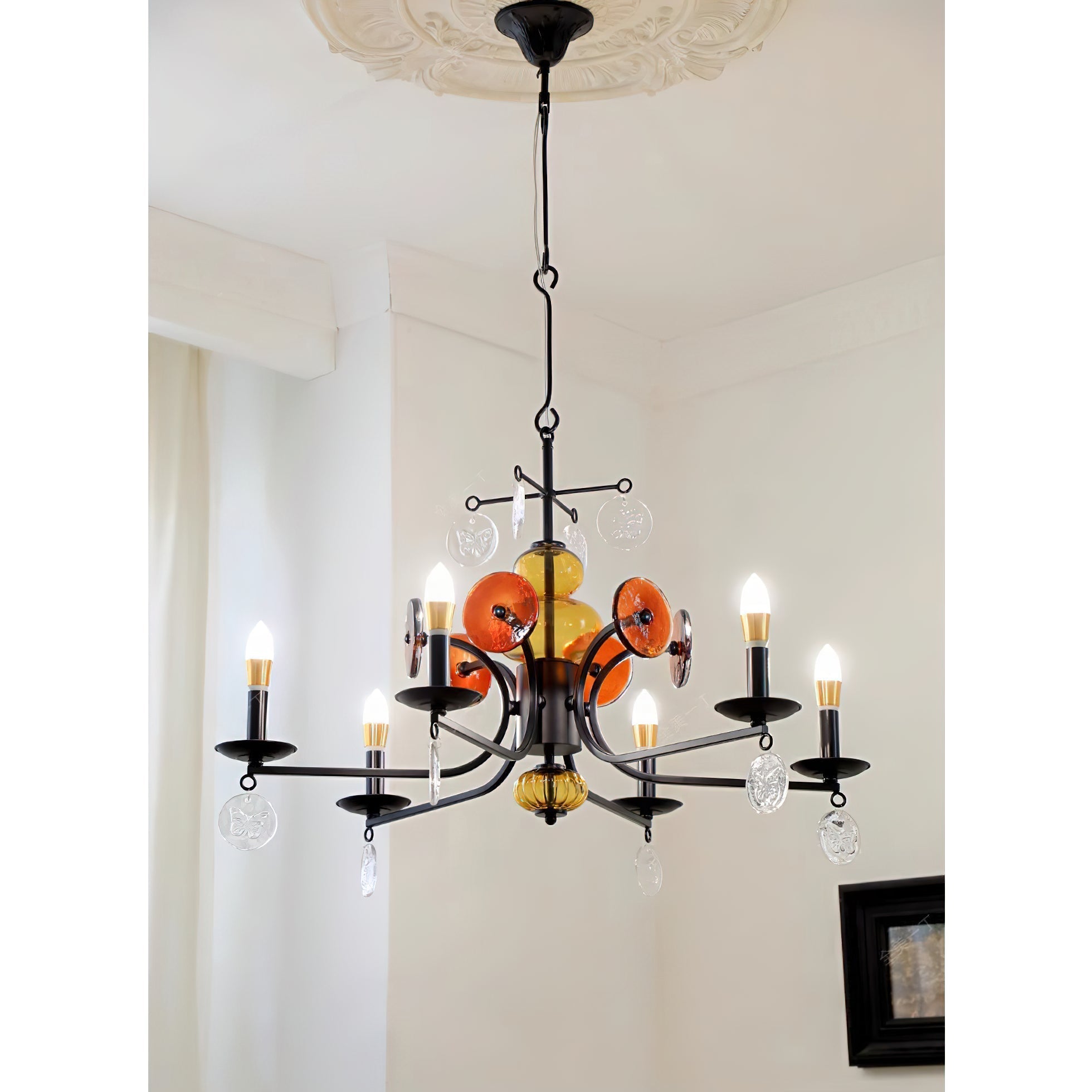 Anorion Vintage Industrial Luxury Metal Glass Chandelier - Lamp Copper