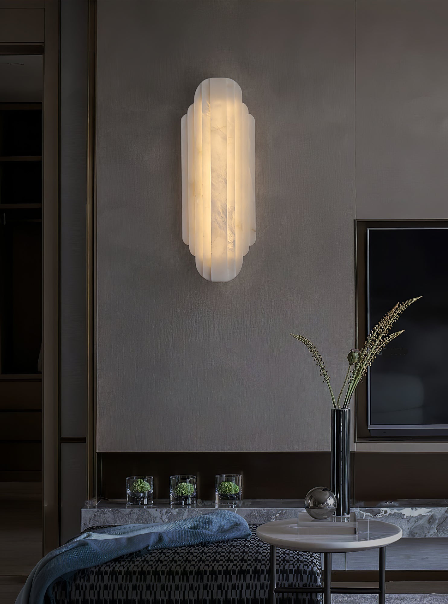 Avthaaris Art Deco Alabaster Wall Light - Lamp Copper