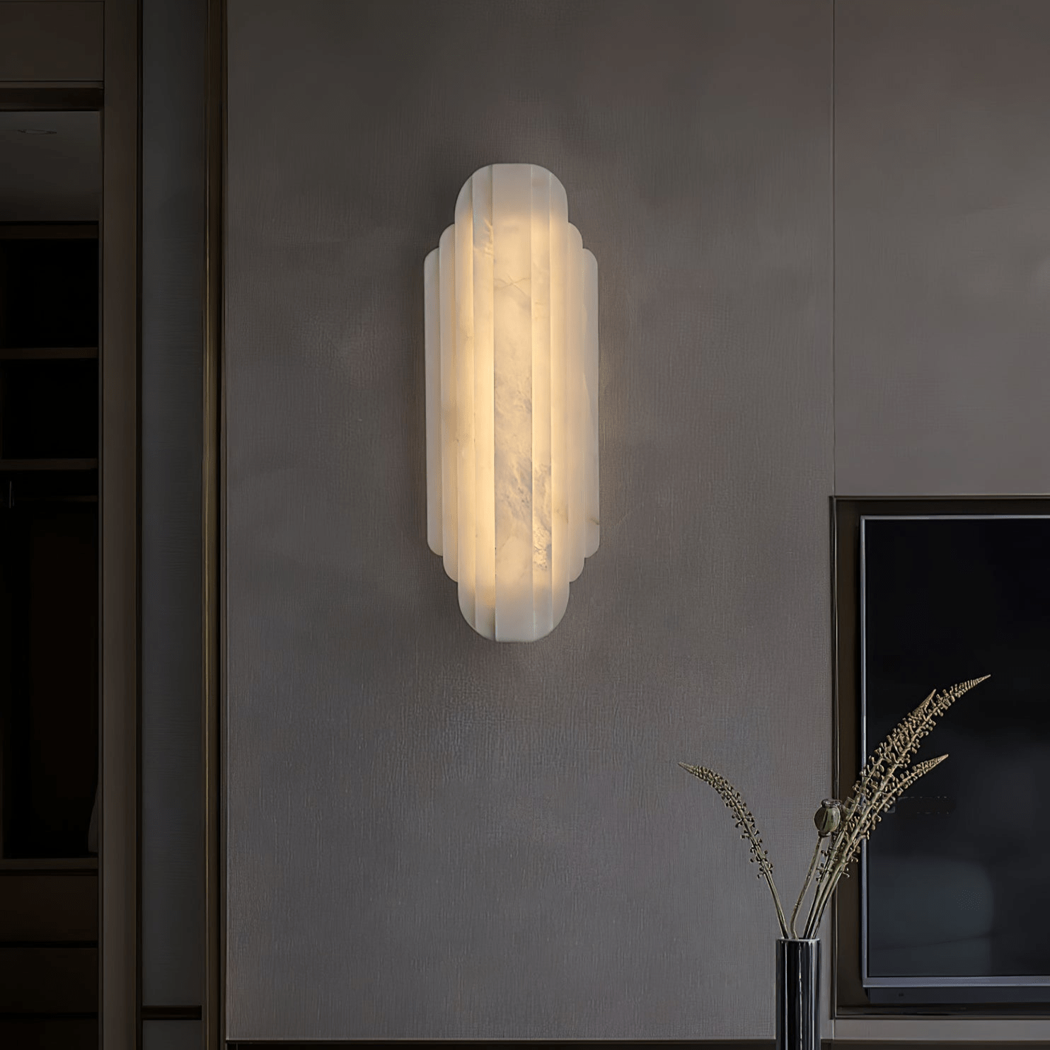 Avthaaris Art Deco Alabaster Wall Light - Lamp Copper