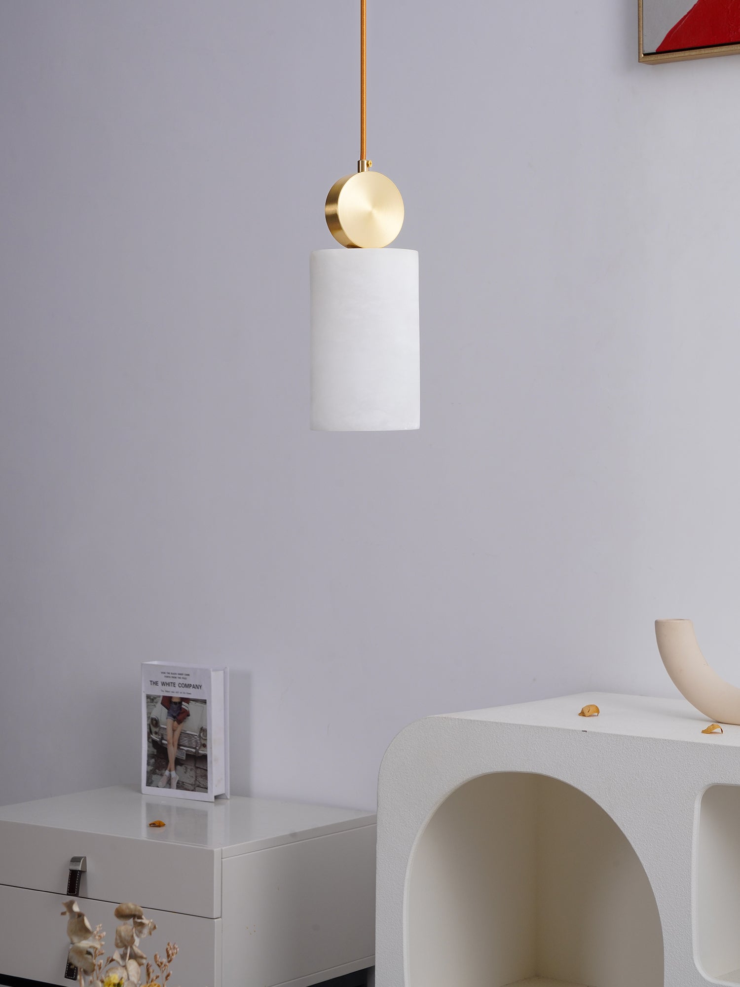 Etruscan Pendant Light Alabaster & Brass - Lamp Copper
