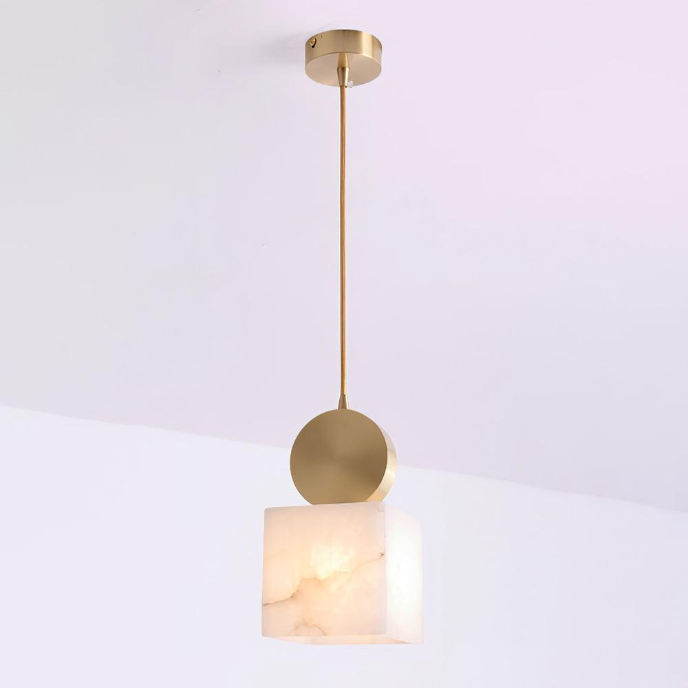 Lyrindis Cylinder Alabaster Pendant Light - Lamp Copper