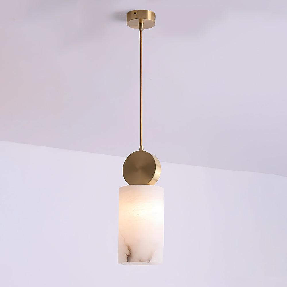 Lyrindis Cylinder Alabaster Pendant Light - Lamp Copper