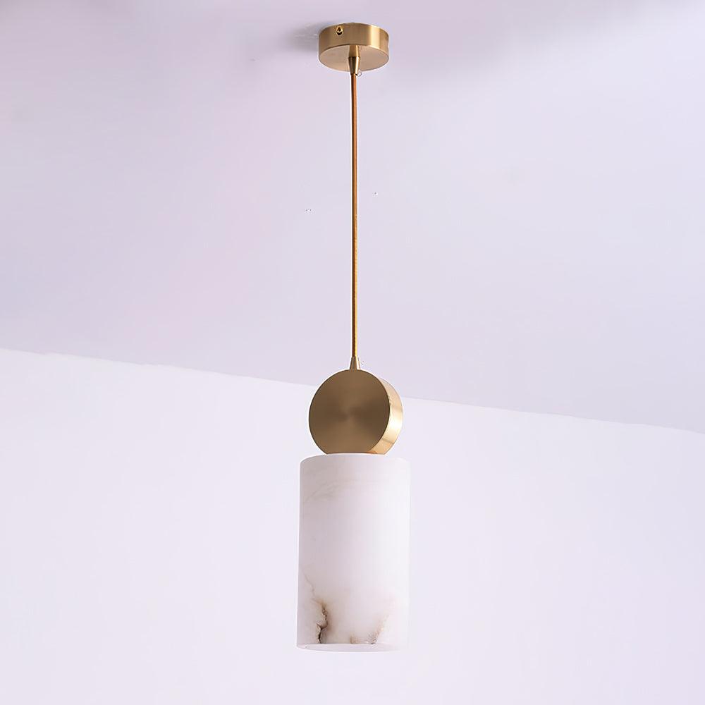 Lyrindis Cylinder Alabaster Pendant Light - Lamp Copper