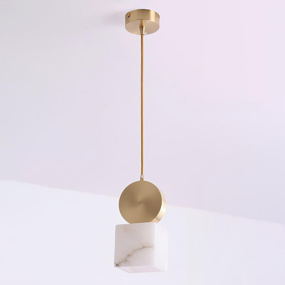 Lyrindis Cylinder Alabaster Pendant Light - Lamp Copper