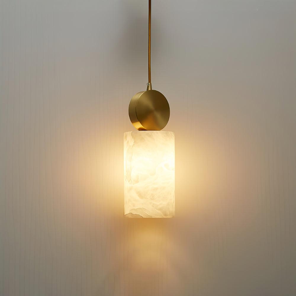 Lyrindis Cylinder Alabaster Pendant Light - Lamp Copper