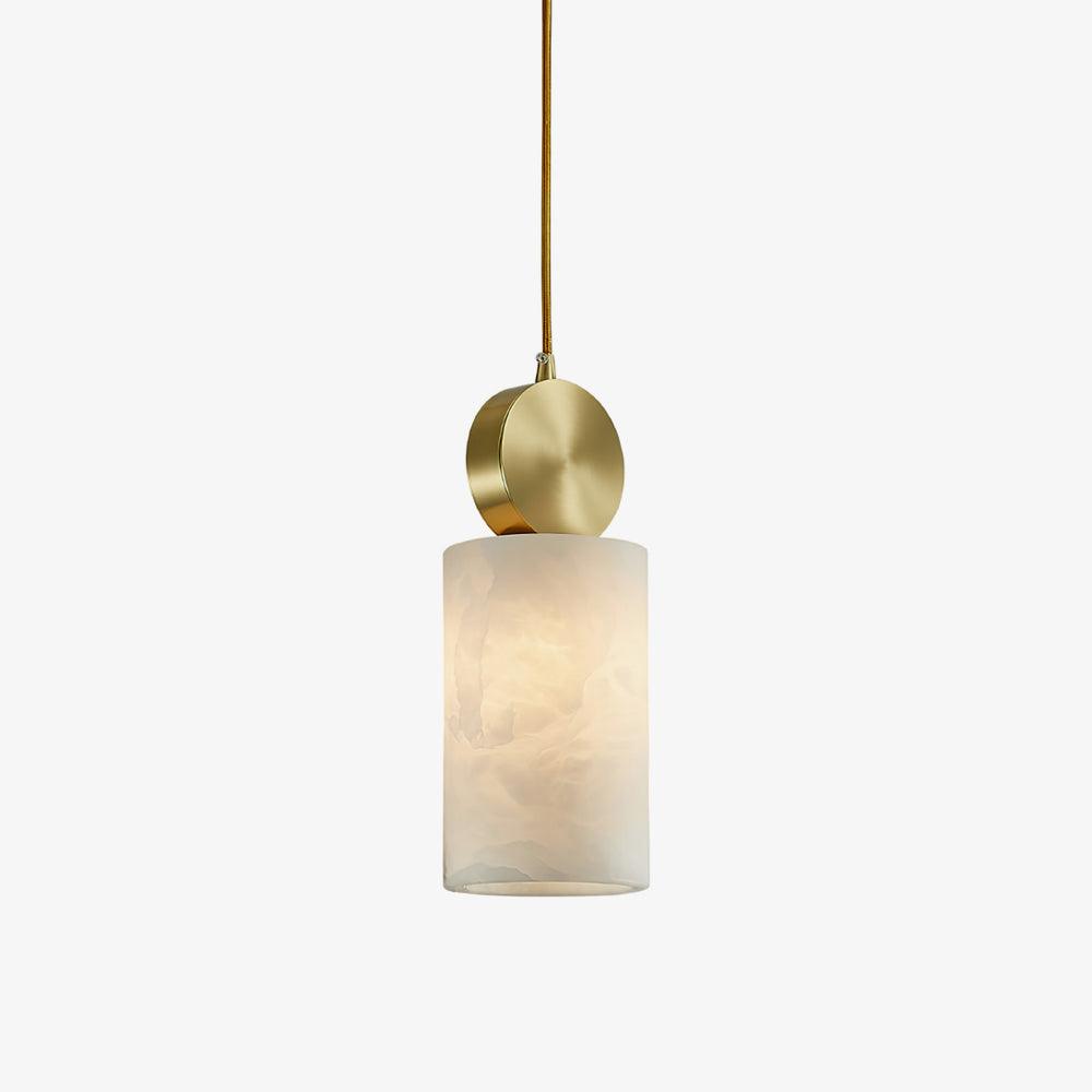 Lyrindis Cylinder Alabaster Pendant Light - Lamp Copper