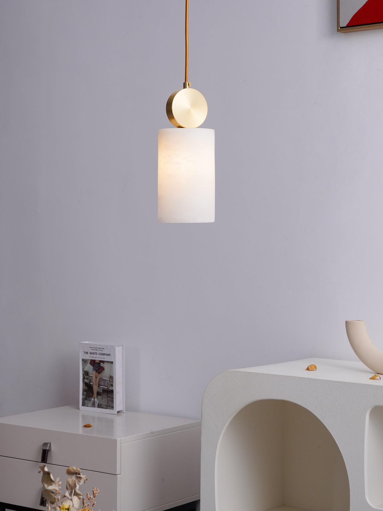 Etruscan Pendant Light Alabaster & Brass - Lamp Copper