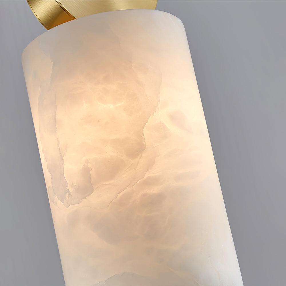 Lyrindis Cylinder Alabaster Pendant Light - Lamp Copper