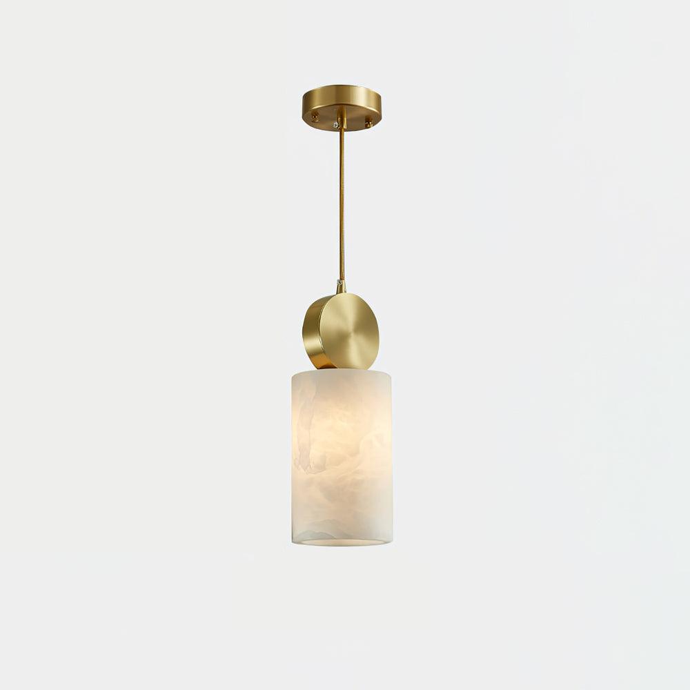 Lyrindis Cylinder Alabaster Pendant Light - Lamp Copper