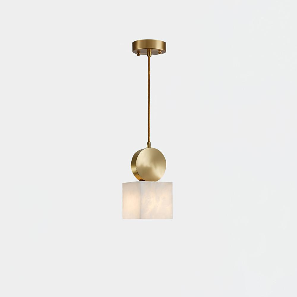 Lyrindis Cylinder Alabaster Pendant Light - Lamp Copper