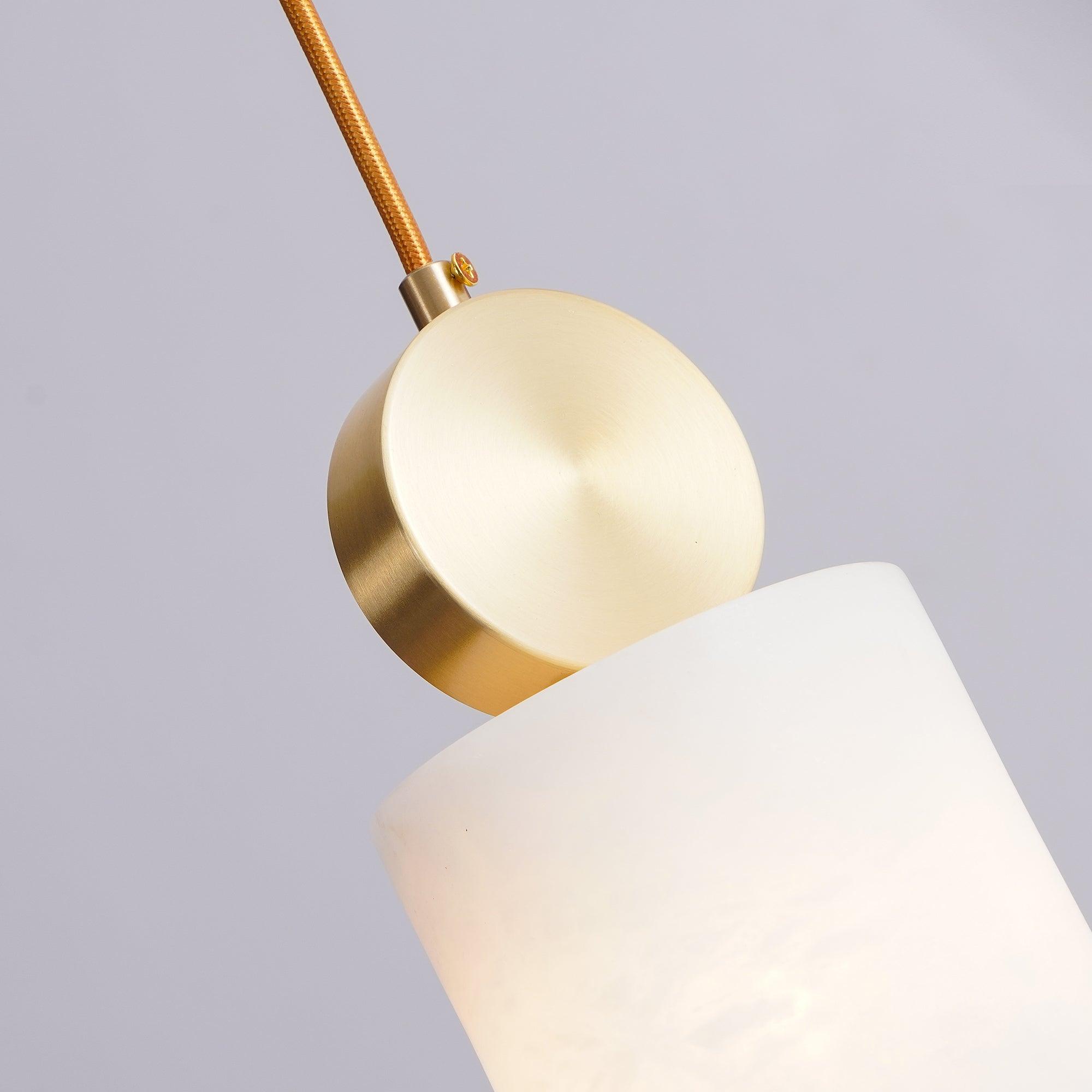 Lyrindis Cylinder Alabaster Pendant Light - Lamp Copper