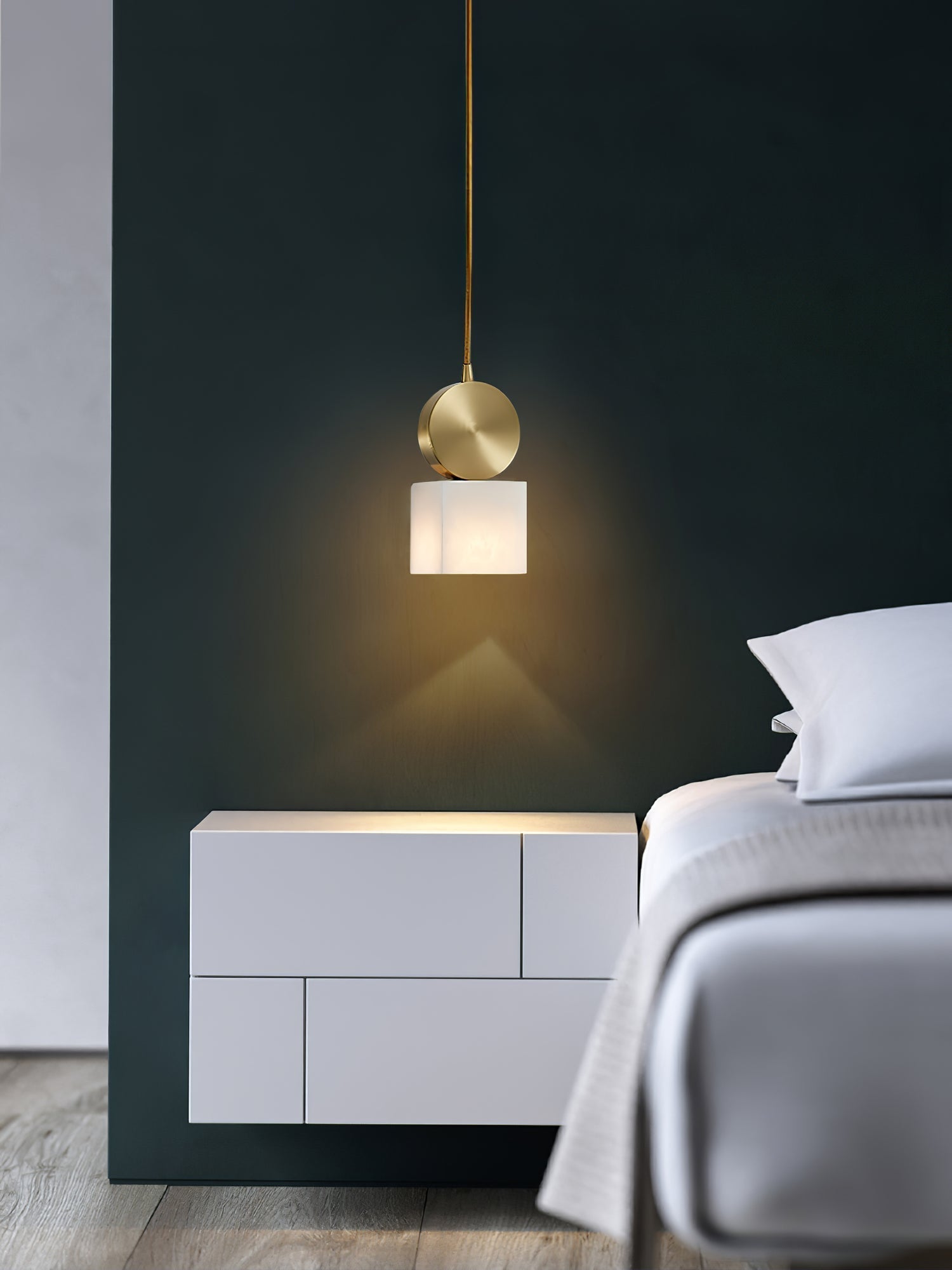Etruscan Pendant Light Alabaster & Brass - Lamp Copper
