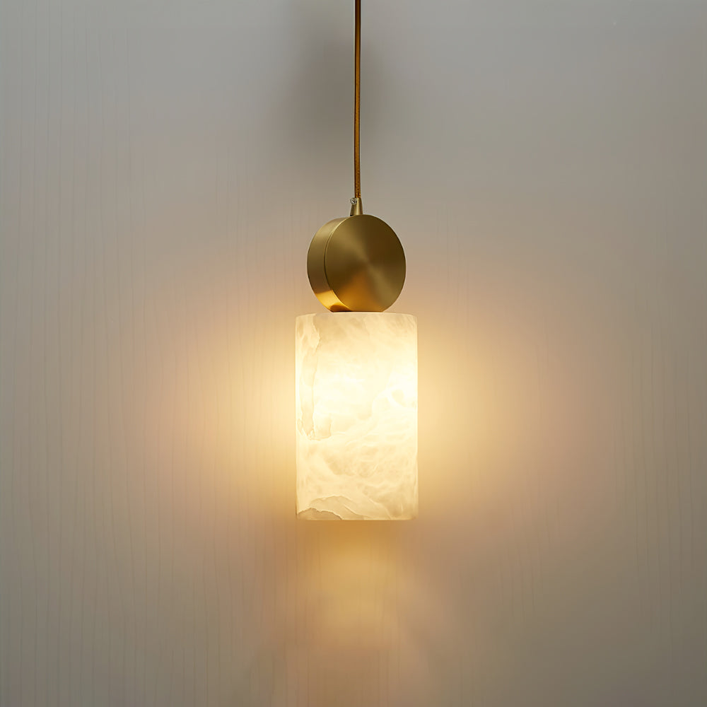 Etruscan Pendant Light Alabaster & Brass - Lamp Copper