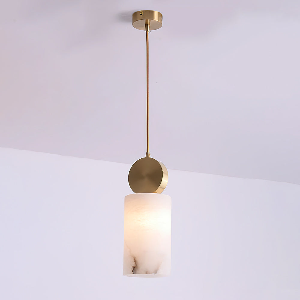 Etruscan Pendant Light Alabaster & Brass - Lamp Copper