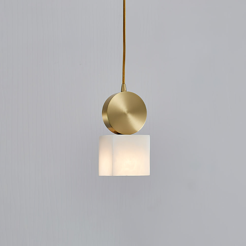 Etruscan Pendant Light Alabaster & Brass - Lamp Copper