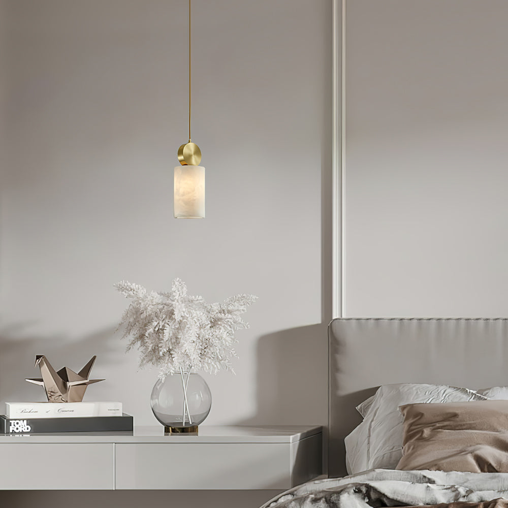 Etruscan Pendant Light Alabaster & Brass - Lamp Copper