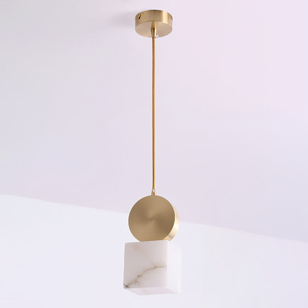 Etruscan Pendant Light Alabaster & Brass - Lamp Copper