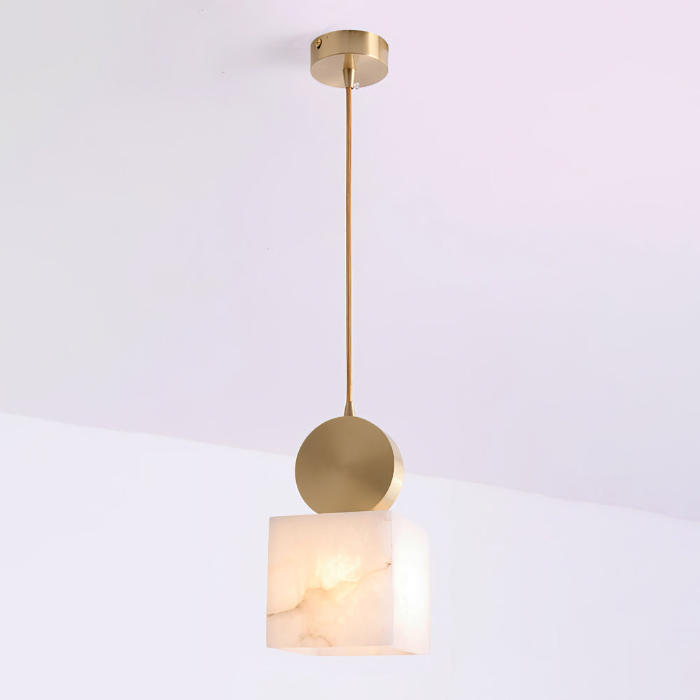 Etruscan Pendant Light Alabaster & Brass - Lamp Copper