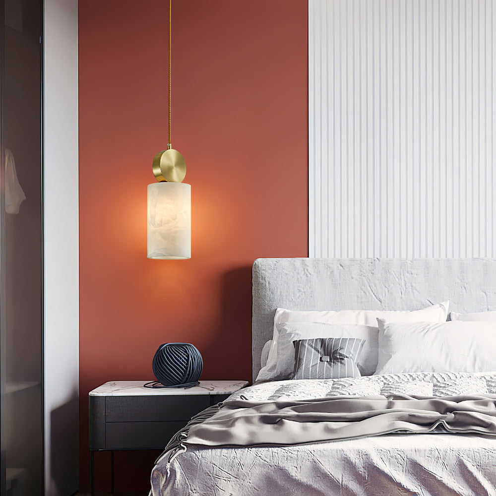Etruscan Pendant Light Alabaster & Brass - Lamp Copper