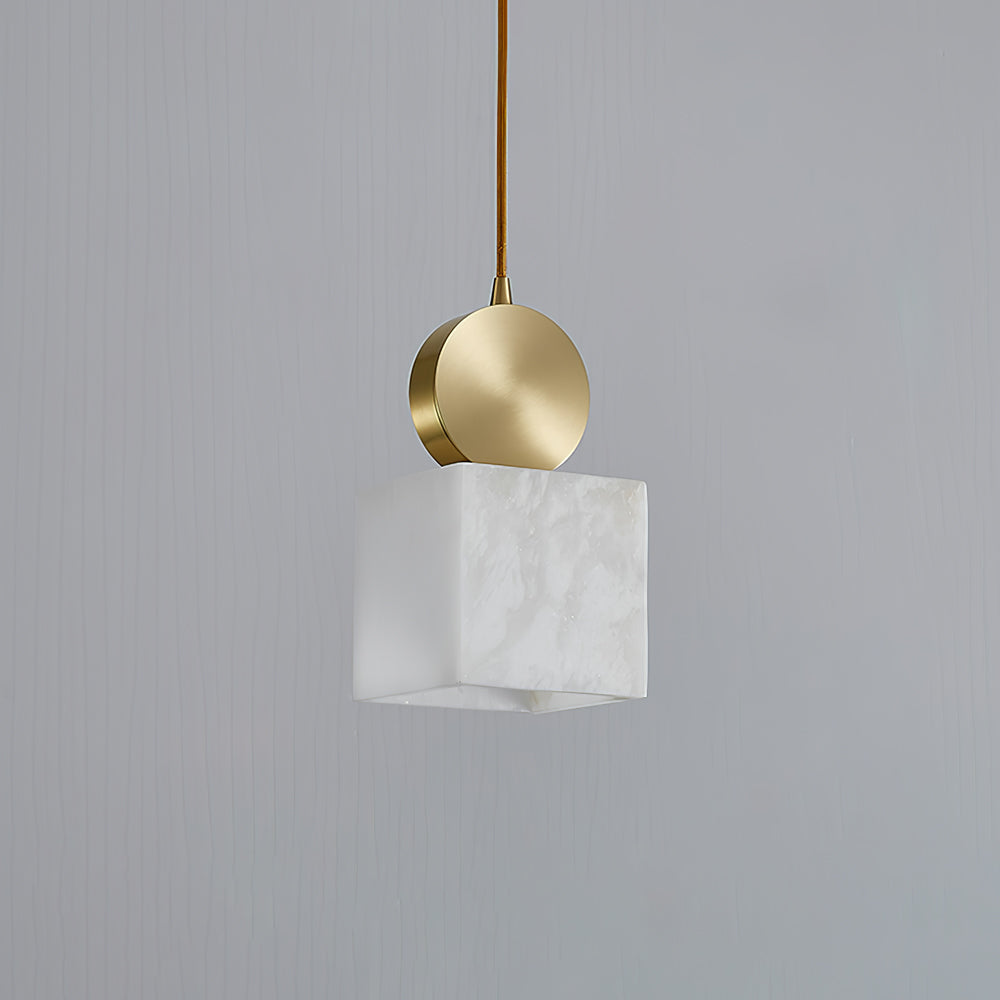 Etruscan Pendant Light Alabaster & Brass - Lamp Copper