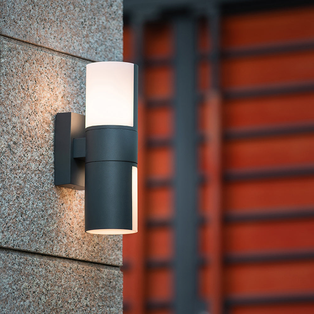 Ray Modern Cylindrical Metal/Acrylic Rotatable Outdoor Waterproof Wall Lamp, Black/White - Lamp Copper